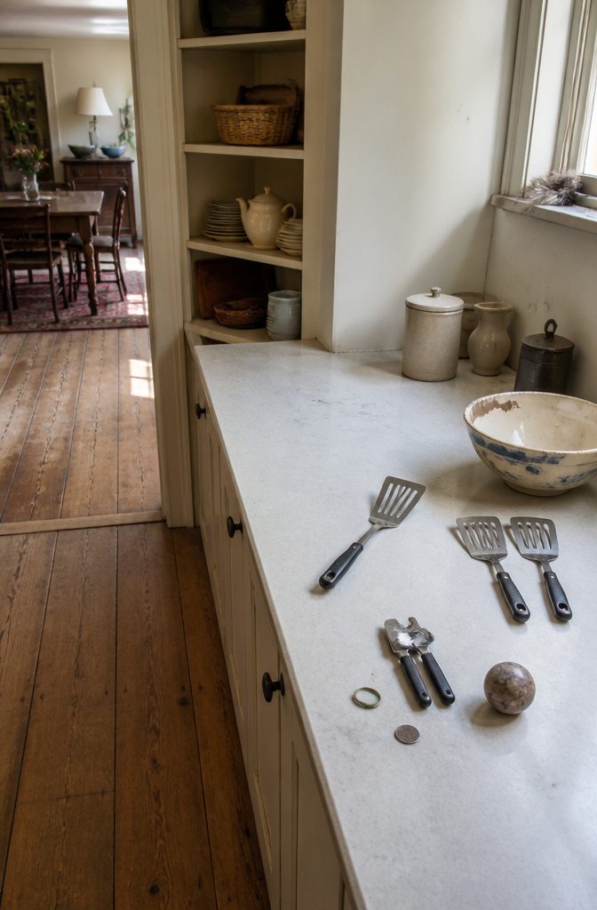 Organized home interior with furniture and clear, uncluttered surfaces