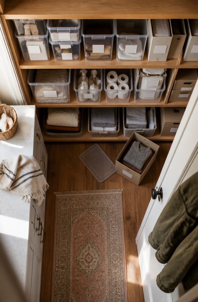 Home Cleaning and Organizing: A Practical Guide to a Tidy House 3 Home storage containers and labels arranged to organize household belongings