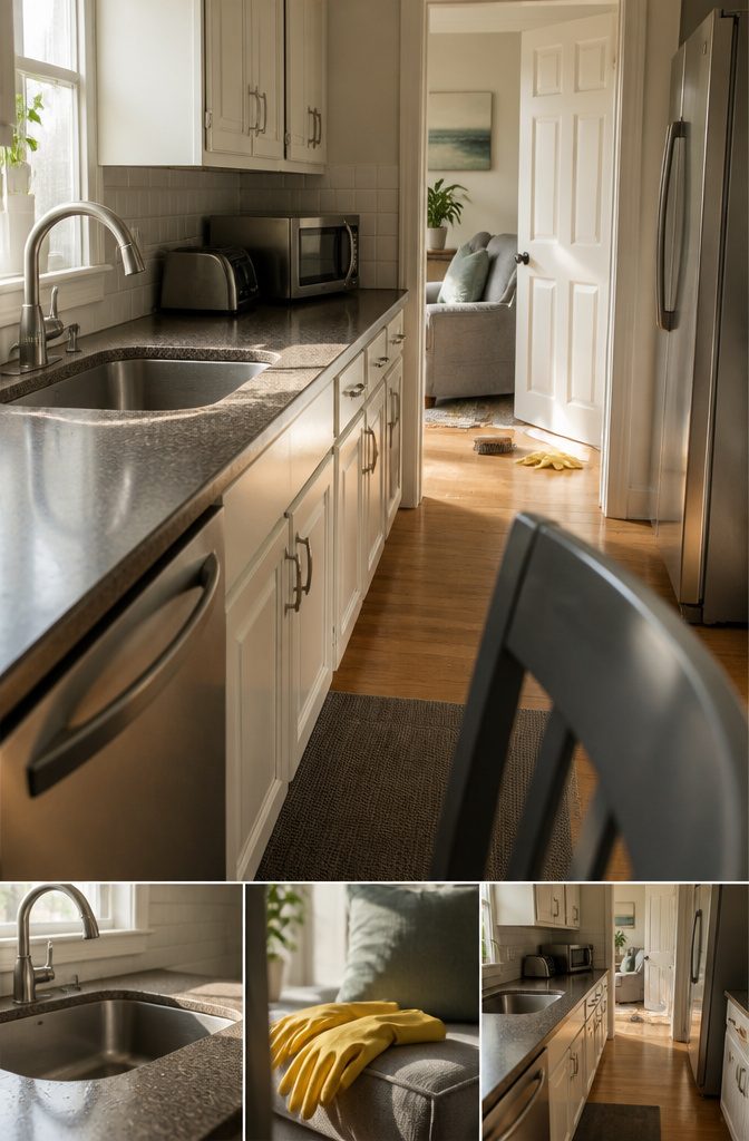 6 Steps: How to Clean House Like a Pro From Start to Finish 4 Angled paintbrush cleaning a corner beside a paneled door